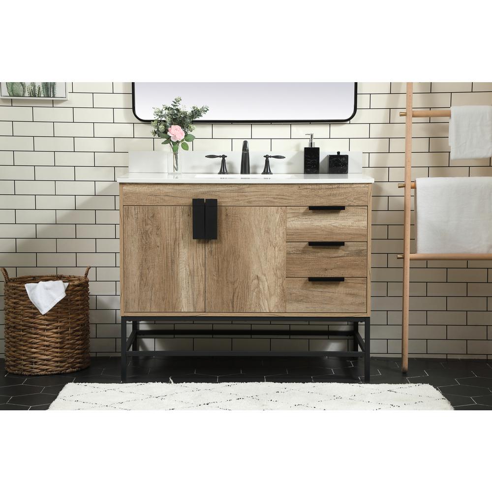 42 inch Single bathroom vanity in natural oak with backsplash. Picture 14