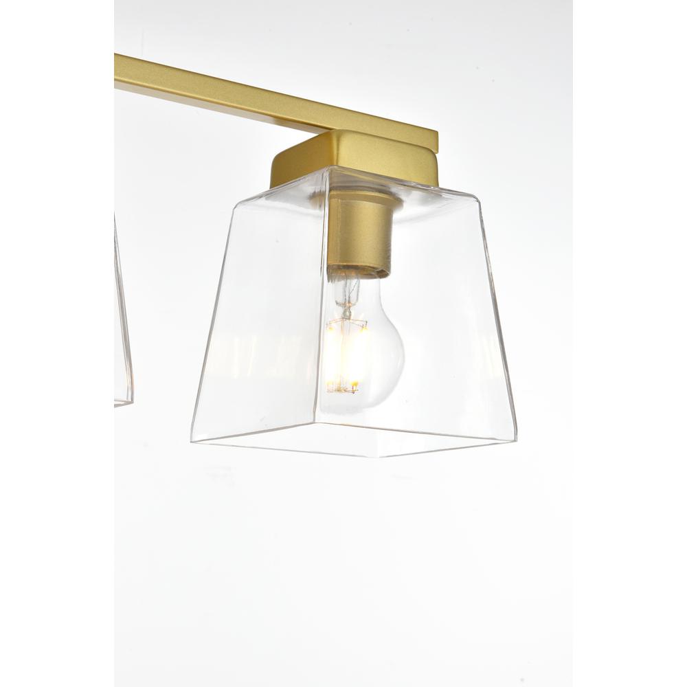 Merrick 3 light Brass and Clear Bath Sconce. Picture 4