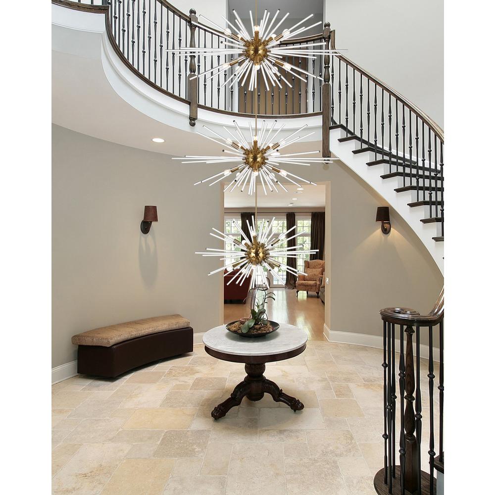 Sienna 46 inch three tiers crystal starburst chandelier in satin gold. Picture 7