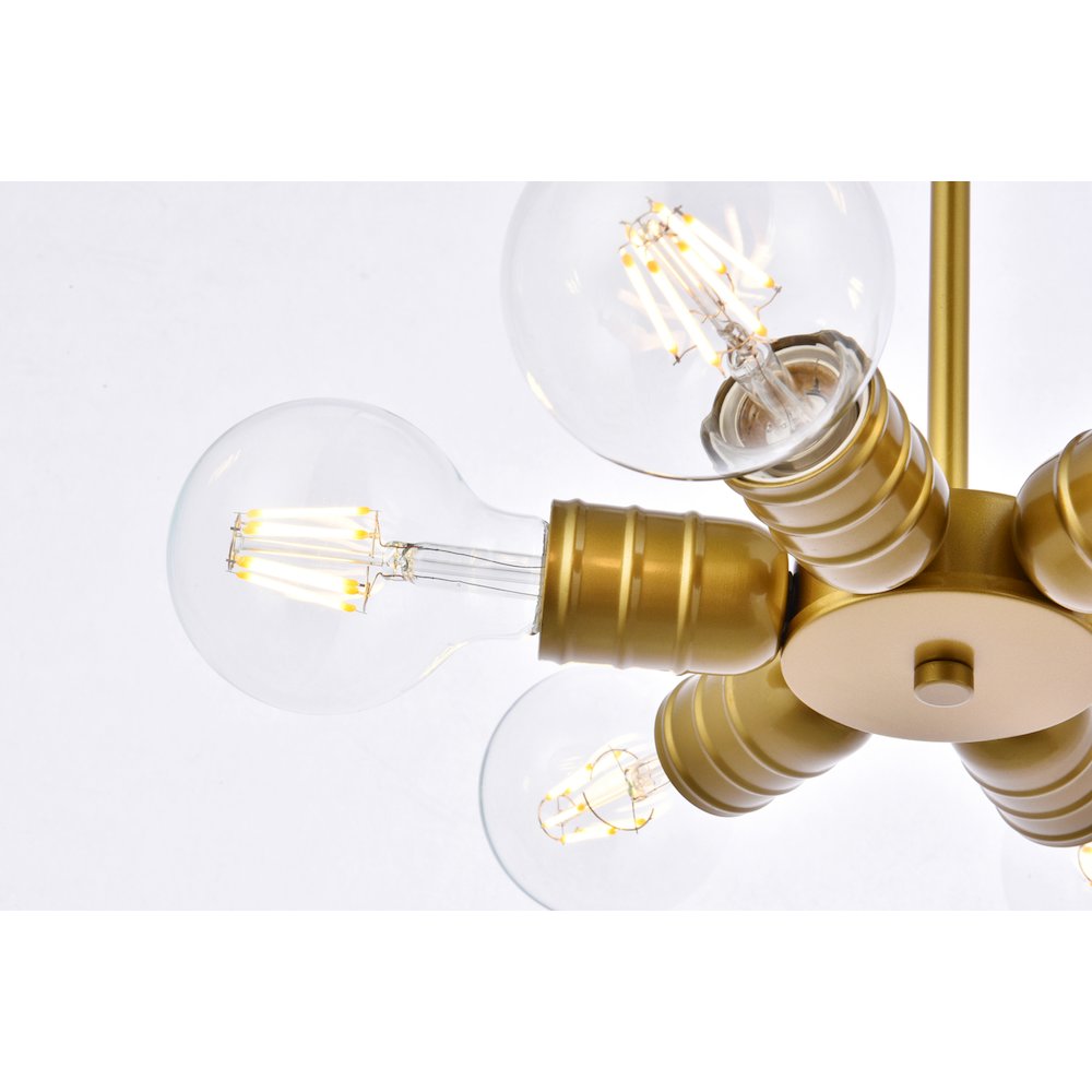 Reyes 6 Lights Brass Pendant. Picture 4
