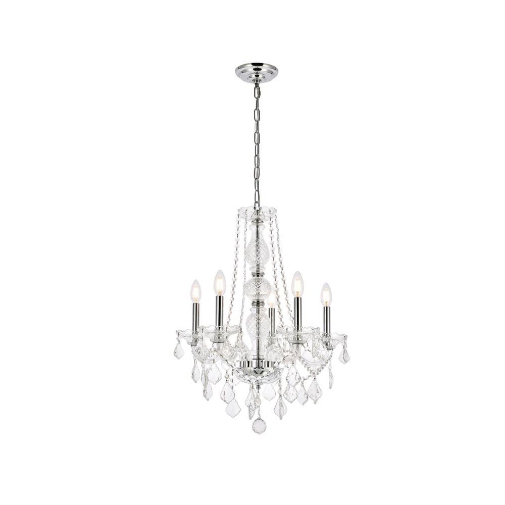 Verona 5 light Chrome Chandelier Clear Royal Cut Crystal. Picture 1