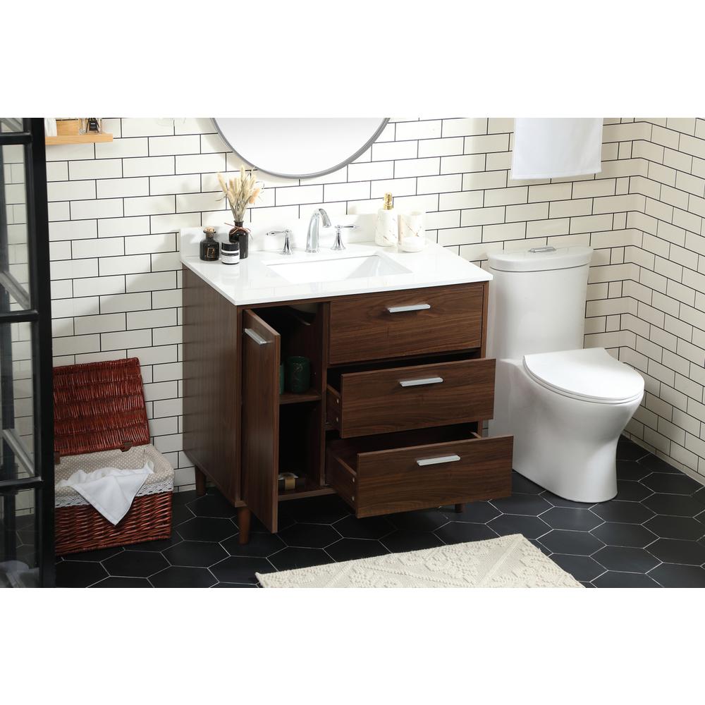 36 inch bathroom vanity in Walnut with backsplash. Picture 3