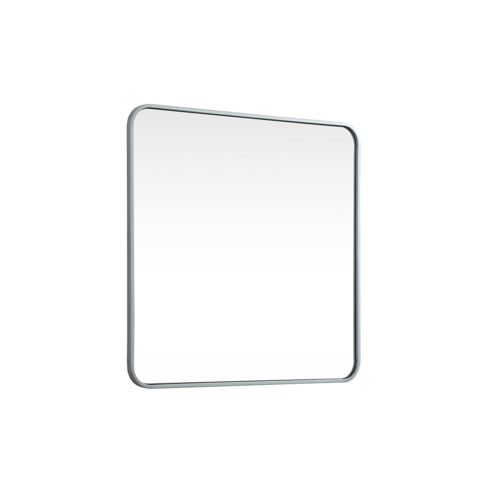 Soft corner metal square mirror 30x30 inch in Silver. Picture 7