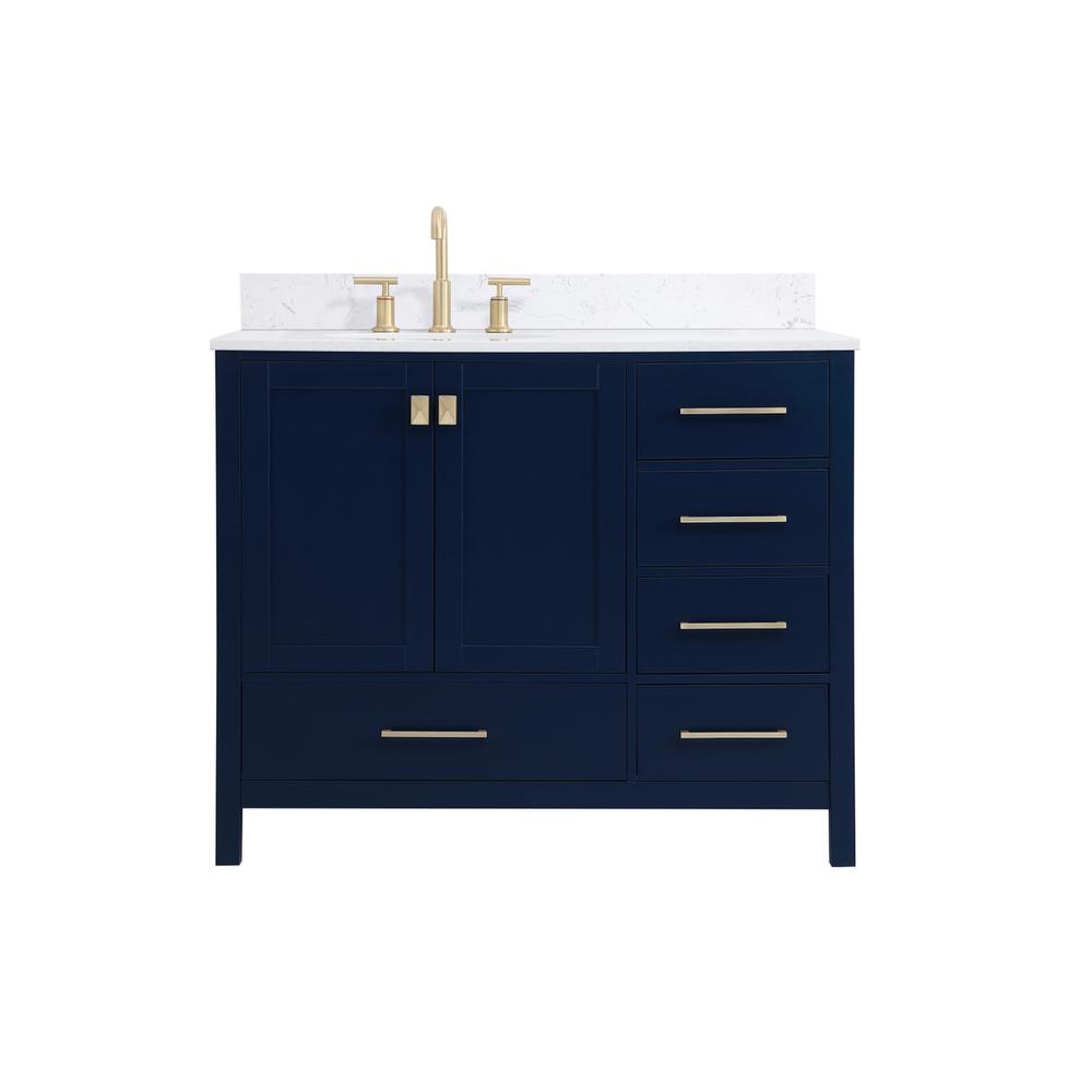 42 inch Single Bathroom Vanity in Blue with Backsplash. Picture 1