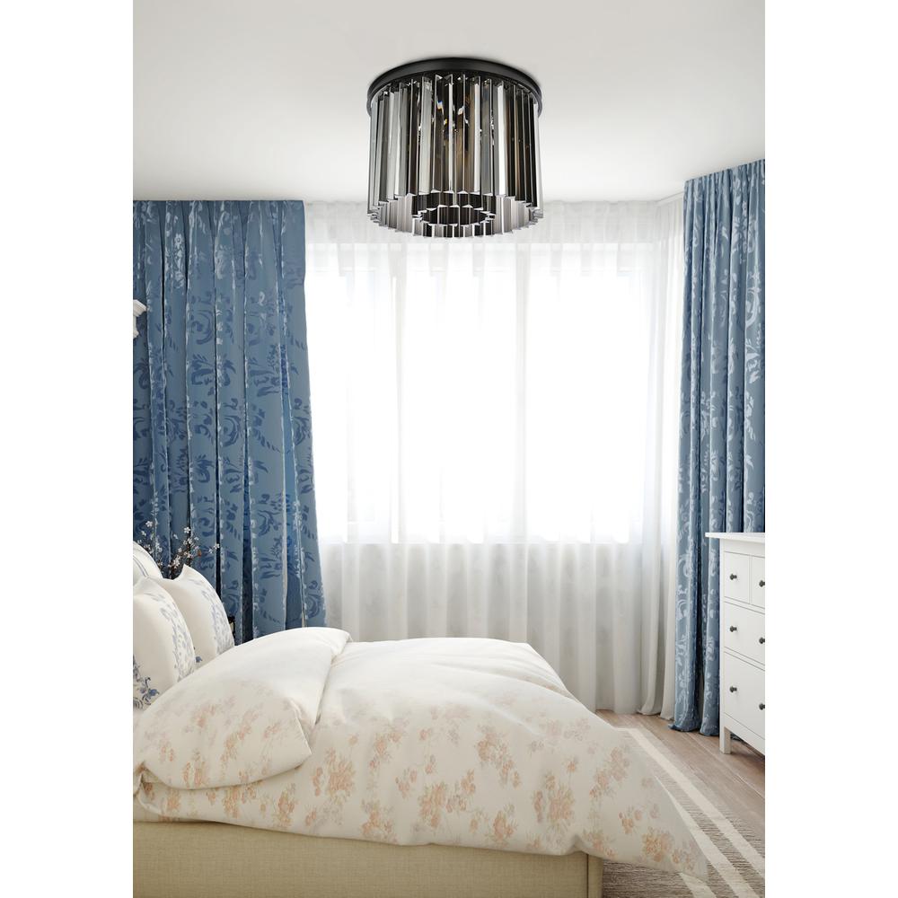 Sydney 6 light Matte Black Flush Mount Silver Shade (Grey) Royal Cut Crystal. Picture 8
