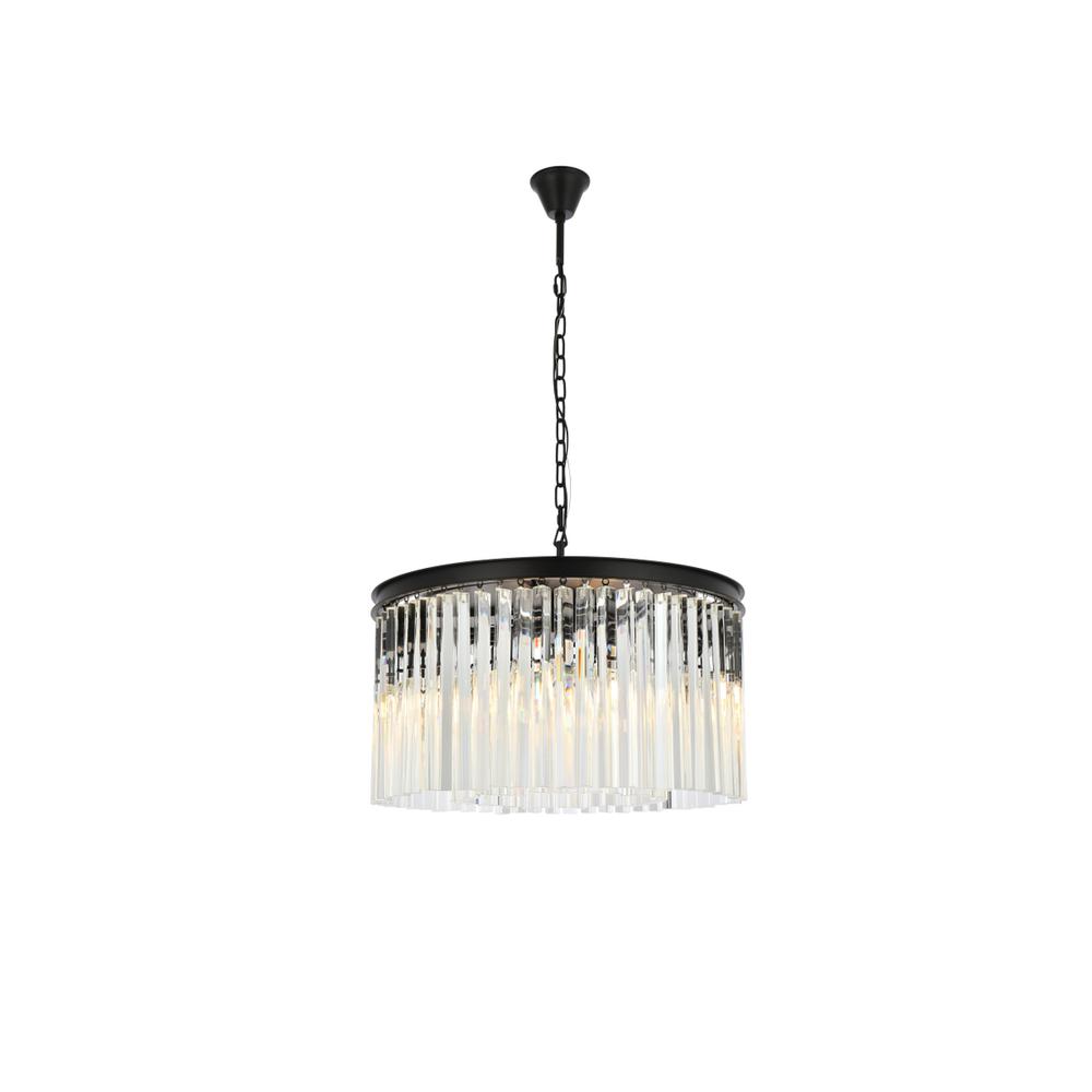 Sydney 8 light Matte Black Chandelier Clear Royal Cut Crystal. Picture 1