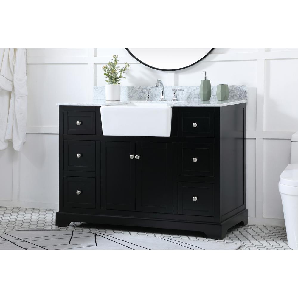 48 inch Single bathroom vanity in black with backsplash. Picture 2