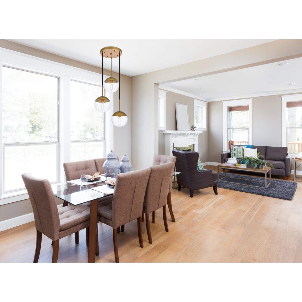 Eclipse 3 Lights Brass Pendant With Clear Glass. Picture 6