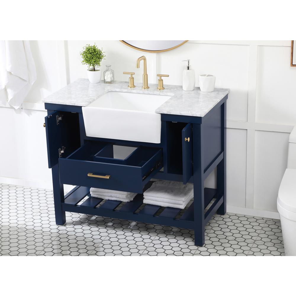 42 inch Single bathroom vanity in blue. Picture 3