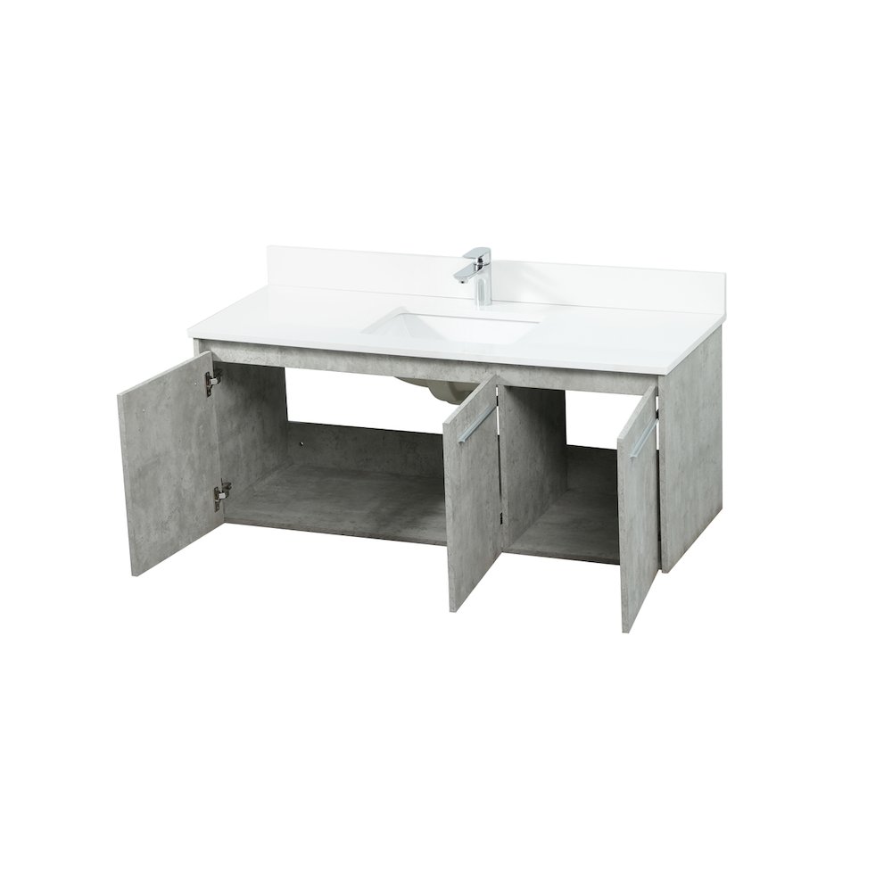 48 Inch Single Bathroom Vanity In Concrete Grey With Backsplash. Picture 10