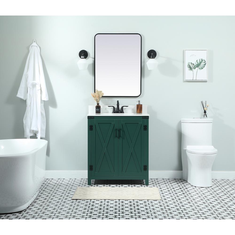 30 inch Single bathroom vanity in green with backsplash. Picture 4