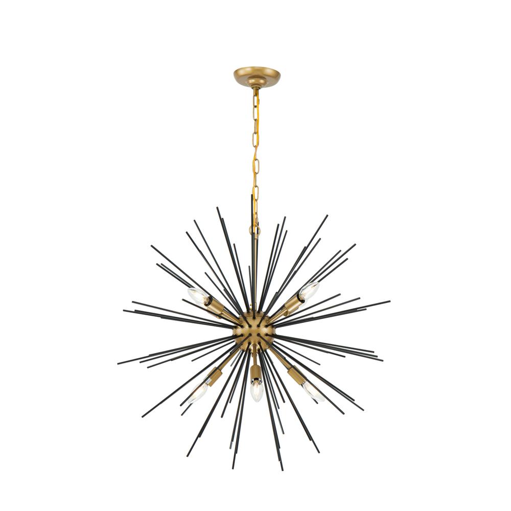 Timber 8 light Brass and Black pendant. Picture 5