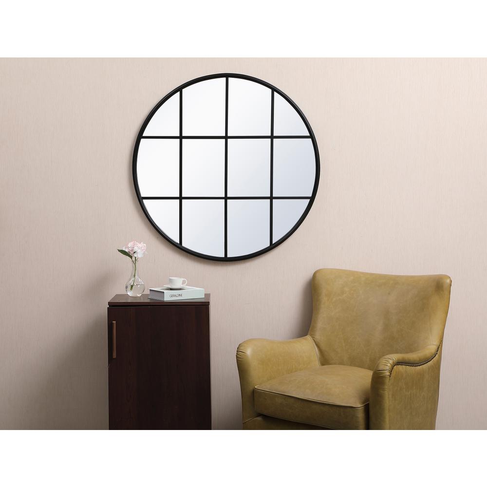 Metal windowpane mirror 36 inch x 36 inch in Black. Picture 6