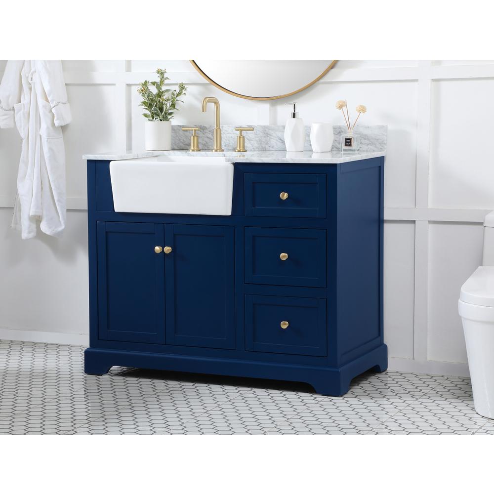 42 inch Single bathroom vanity in blue with backsplash. Picture 2