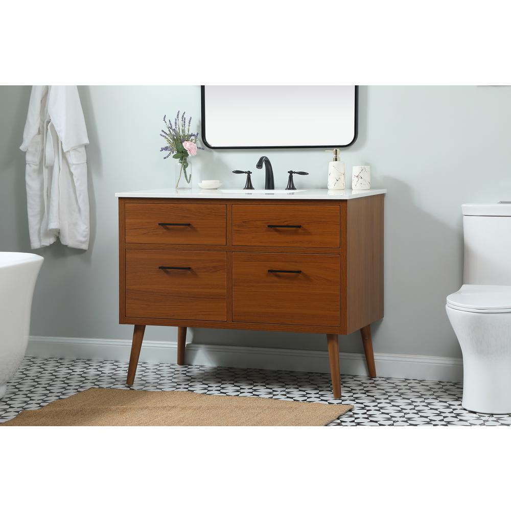 42 inch Single bathroom vanity in teak. Picture 2