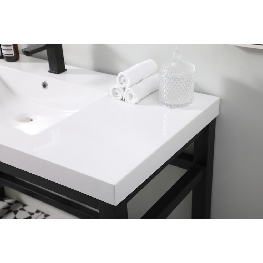 48 inch ADA compliant Single bathroom metal vanity in black. Picture 4