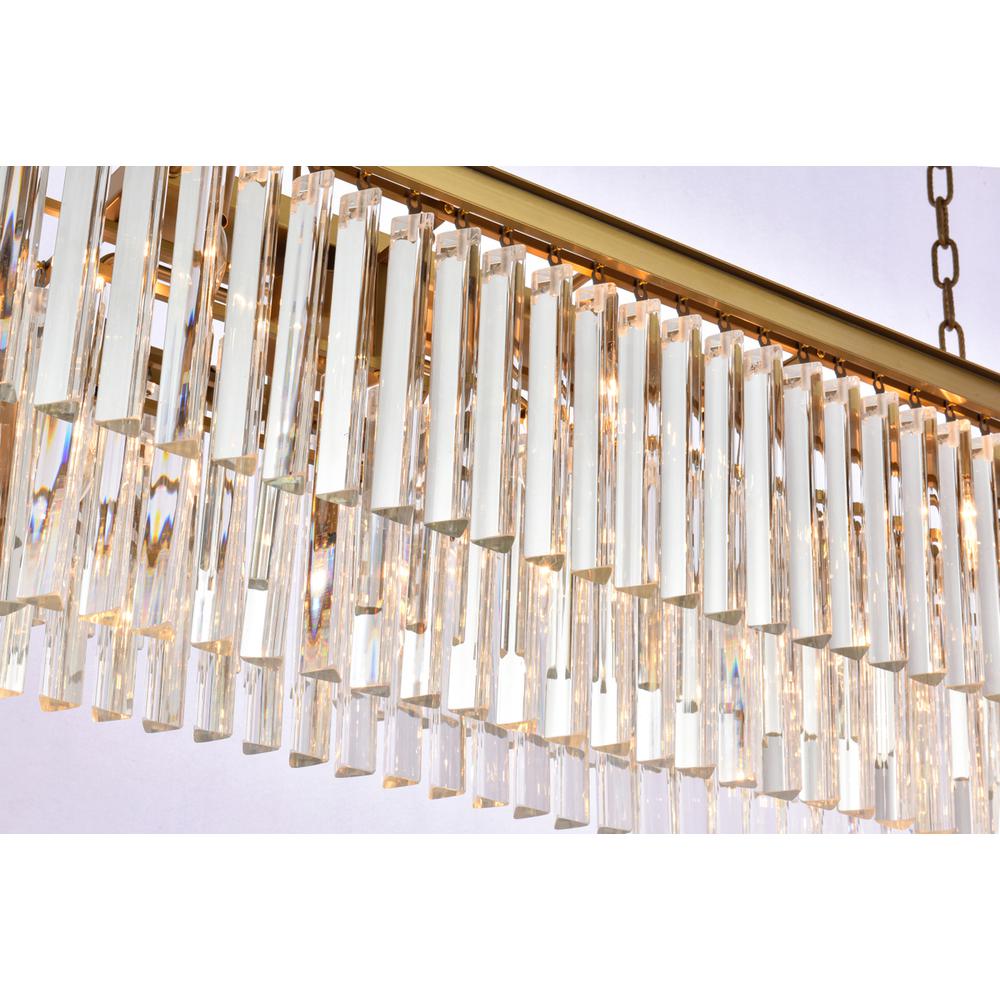 Sydney 50 inch rectangle crystal chandelier in satin gold. Picture 5