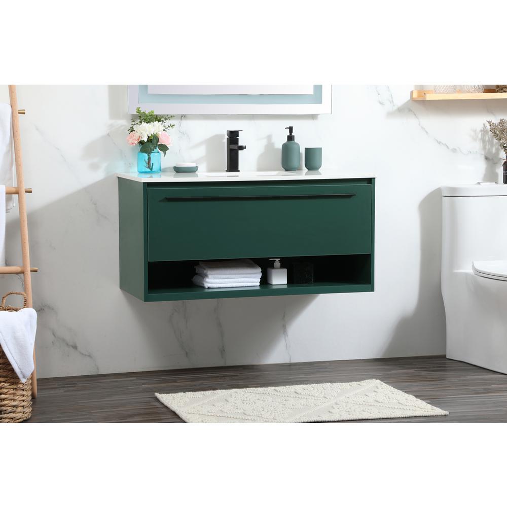 40 inch Single bathroom vanity in green. Picture 2