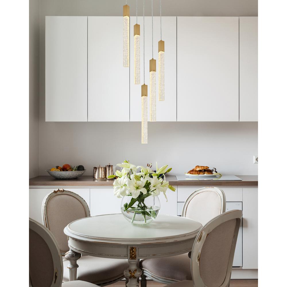 Weston 5 lights pendant in satin gold. Picture 8