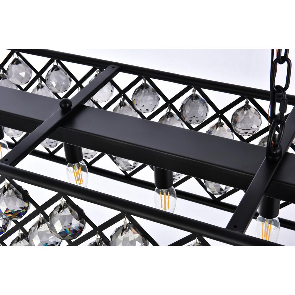 Madison 7 light Matte Black Chandelier Silver Shade (Grey) Royal Cut Crystal. Picture 4