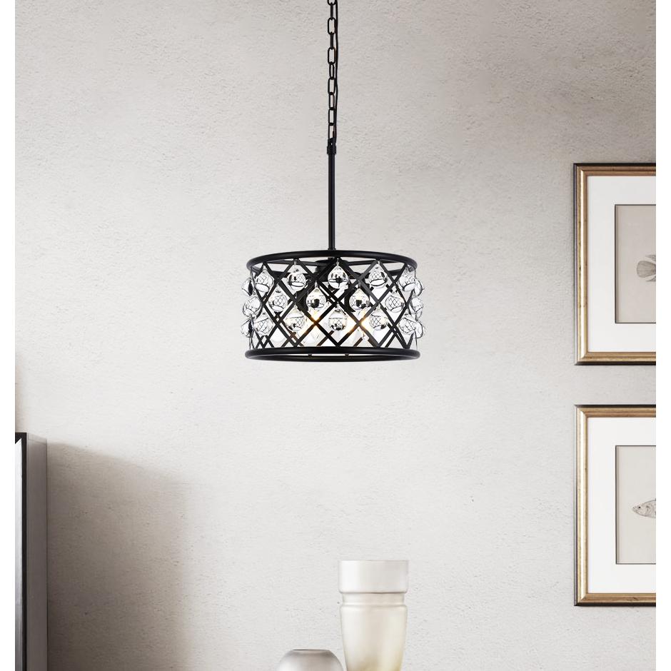 Madison 4 light Matte Black Pendant Clear Royal Cut Crystal. Picture 8
