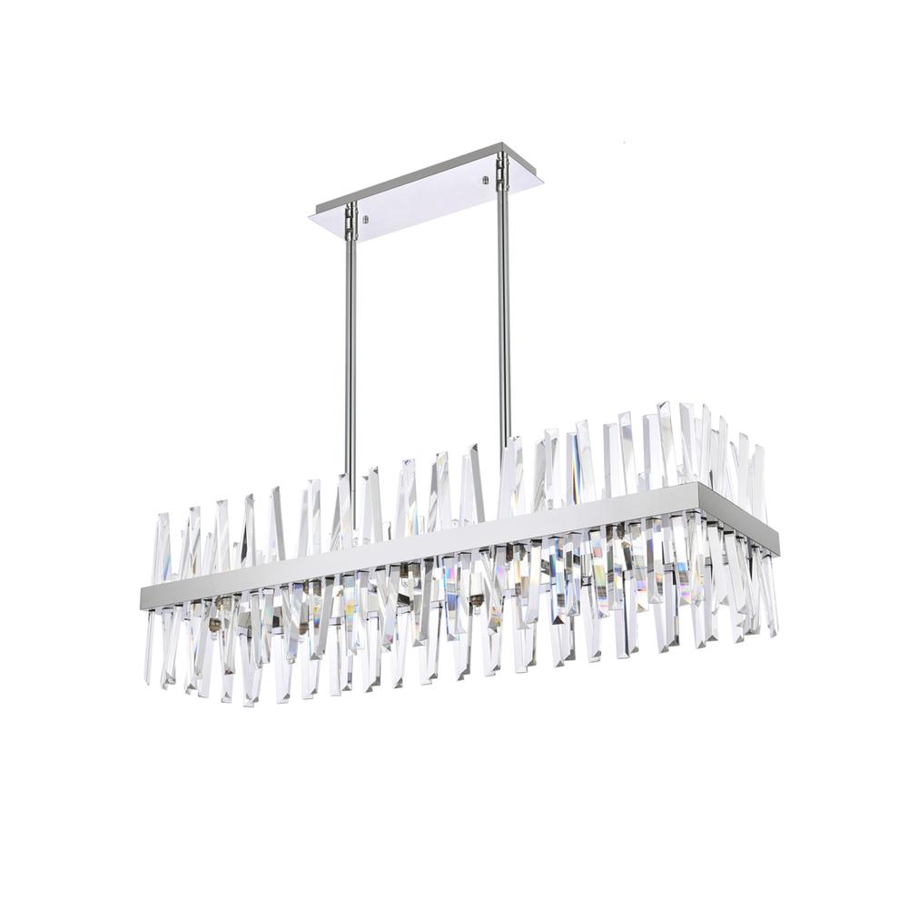 Serephina 42 inch crystal rectangle chandelier light in chrome. Picture 6