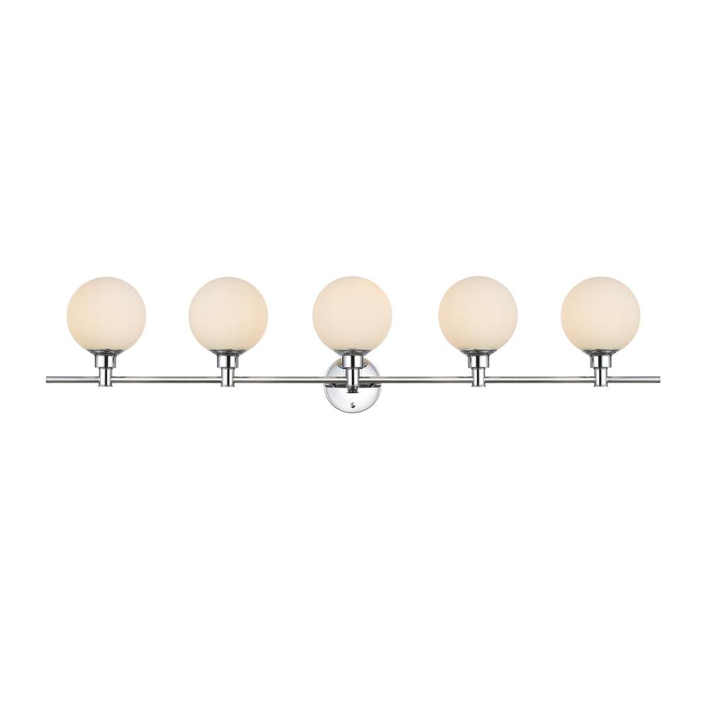 Cordelia 5 light Chrome and frosted white Bath Sconce. Picture 1