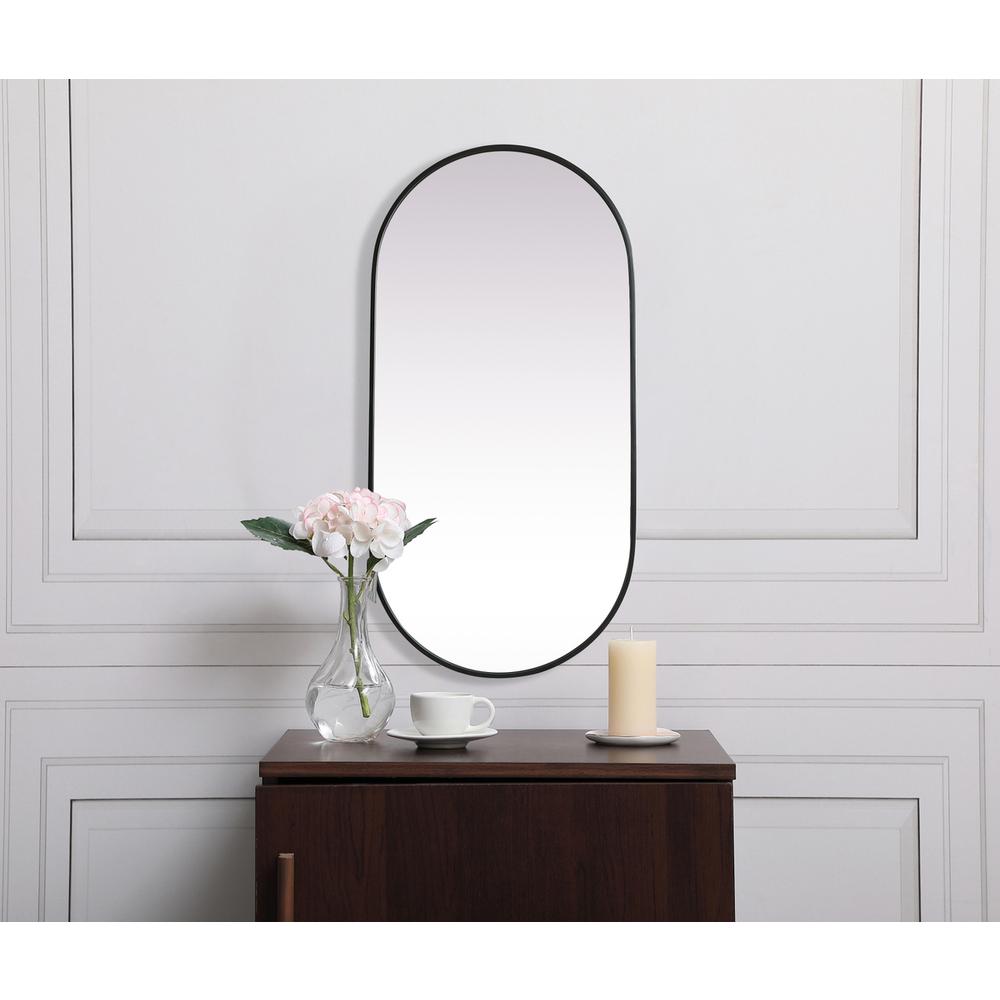 Metal Frame Oval Mirror 24x48 Inch in Black. Picture 11