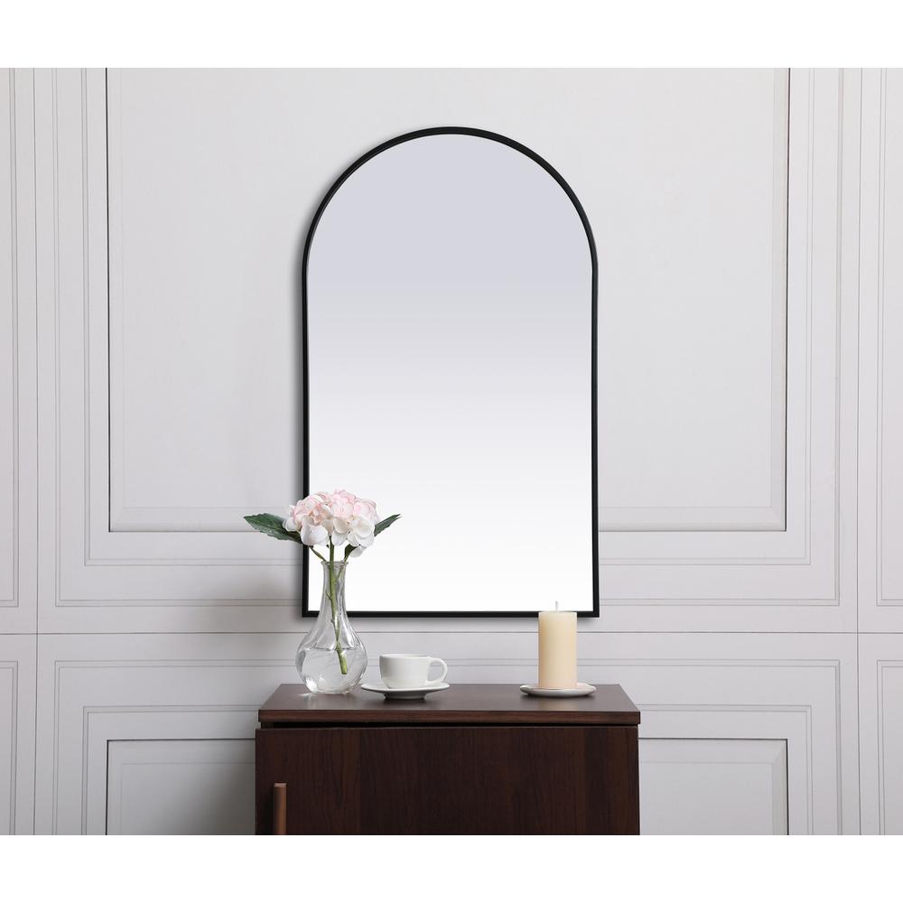 Metal Frame Arch Mirror 24x40 Inch in Black. Picture 3