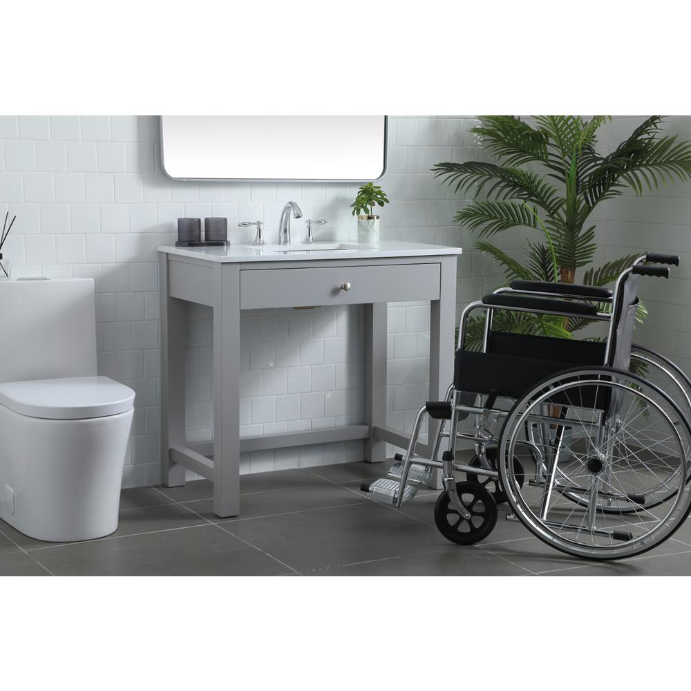 36 Inch ADA Compliant Bathroom Vanity In Grey. Picture 2