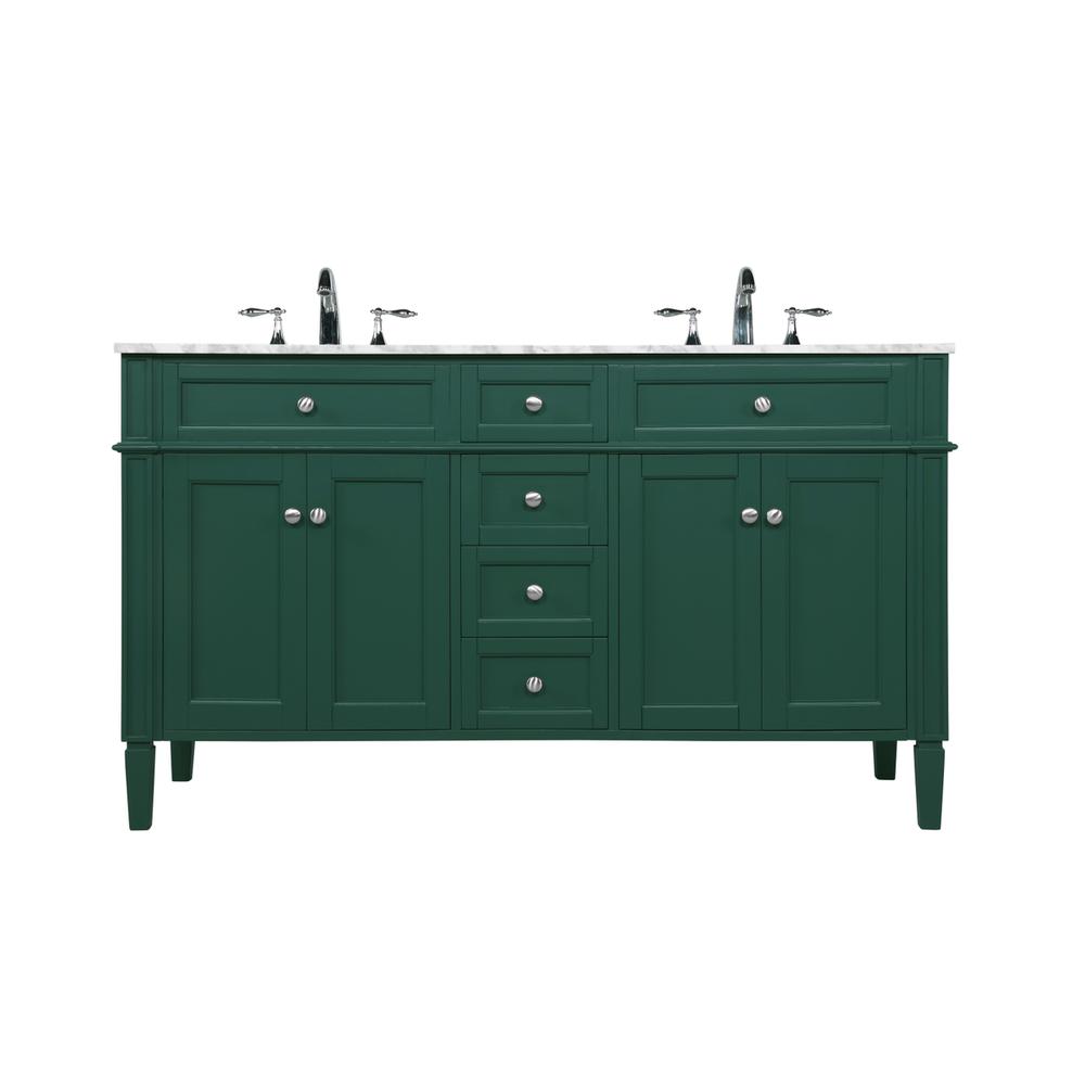60 inch double bathroom vanity in green. Picture 1