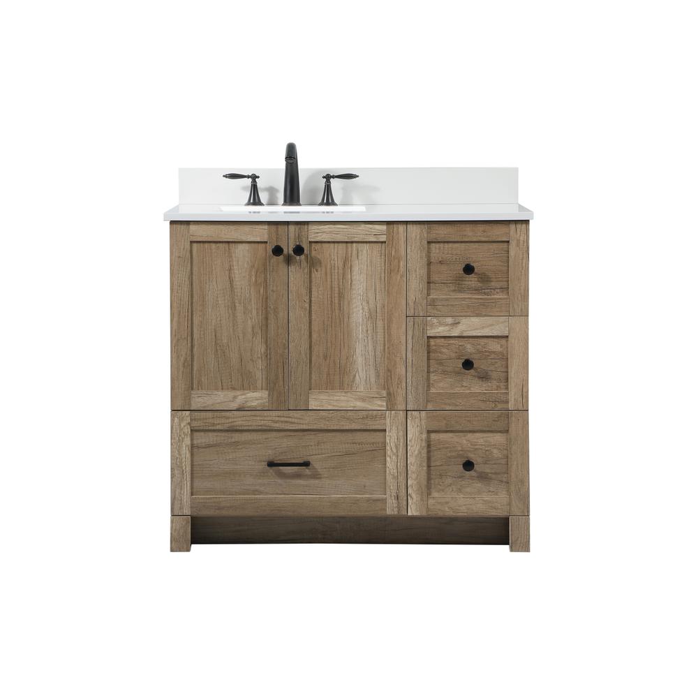 36 inch Single bathroom vanity in natural oak with backsplash. Picture 1