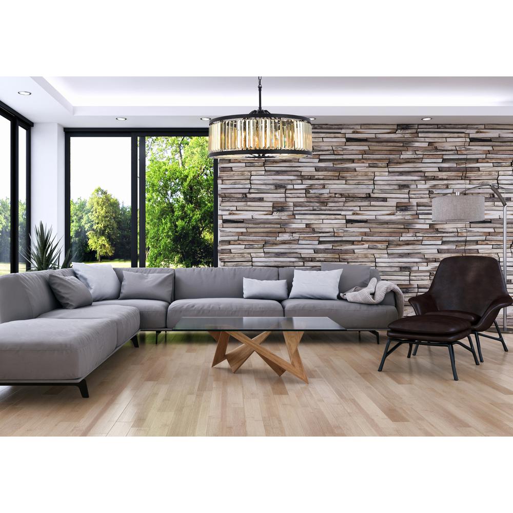 Chelsea 10 light Matte Black Chandelier Golden Teak (Smoky) Royal Cut Crystal. Picture 7