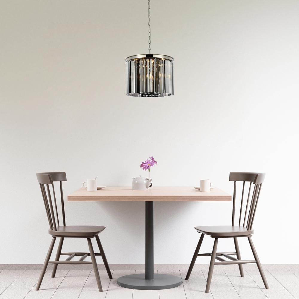 Sydney 6 light polished nickel Pendant Silver Shade (Grey) Royal Cut Crystal. Picture 7