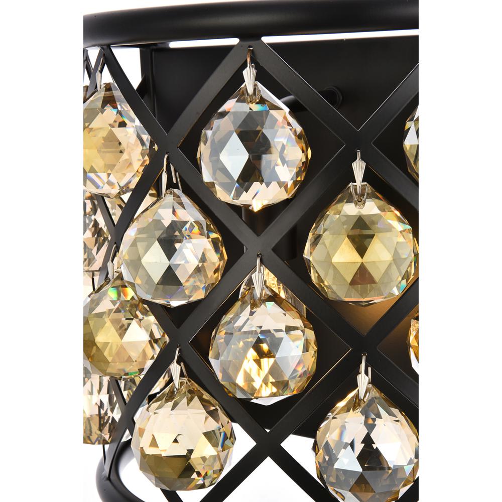 Madison 1 light Matte Black Wall Sconce Golden Teak (Smoky) Royal Cut Crystal. Picture 3