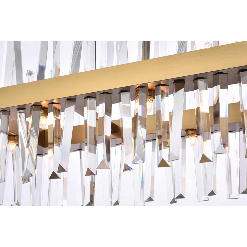 Serephina 30 inch crystal rectangle chandelier light in satin gold. Picture 3