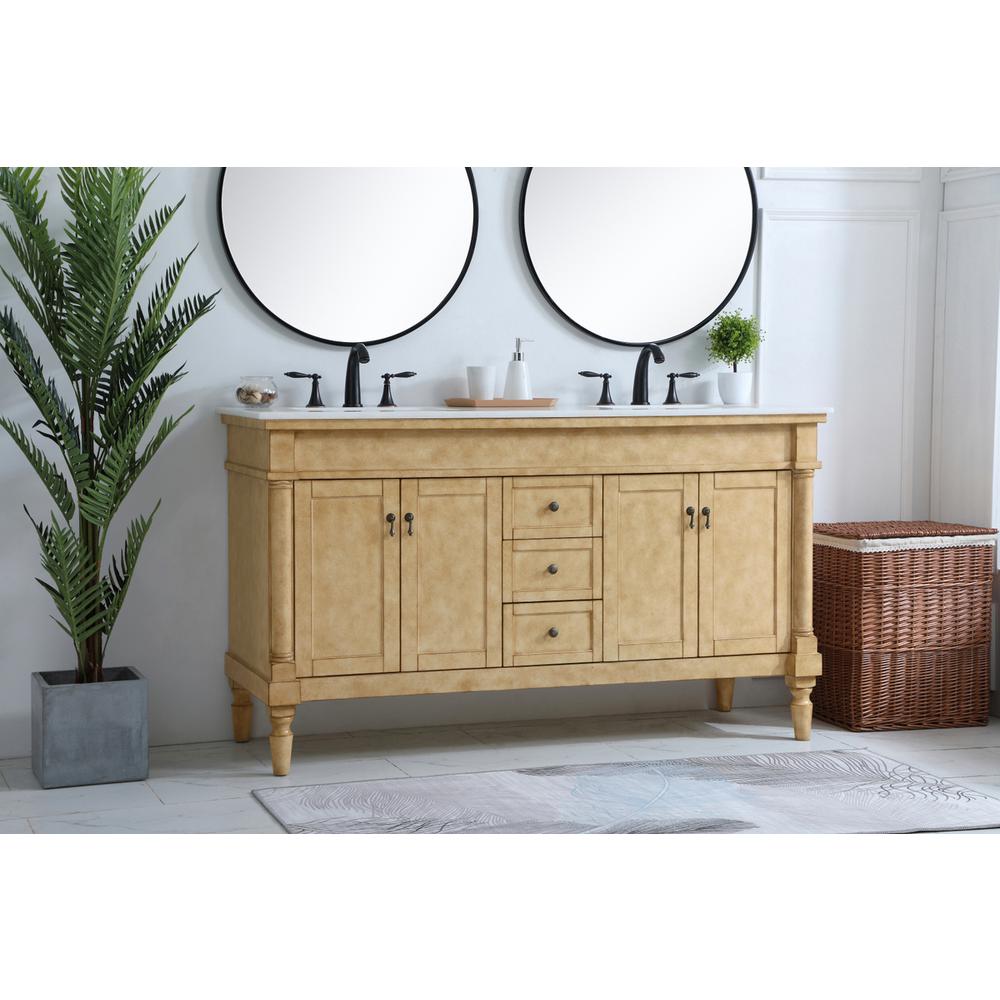 60 inch Double Bathroom Vanity in Antique Beige. Picture 2
