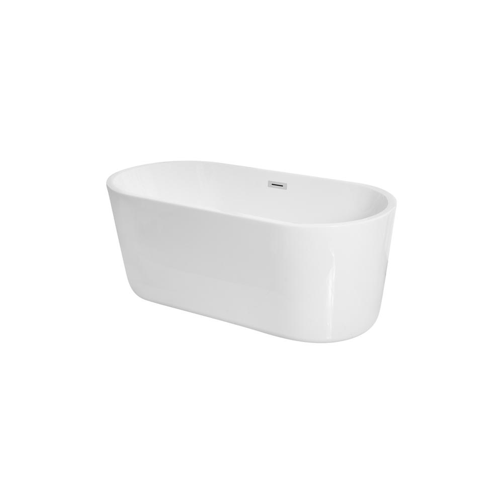 59 inch soaking roll top bathtub in glossy white. Picture 7