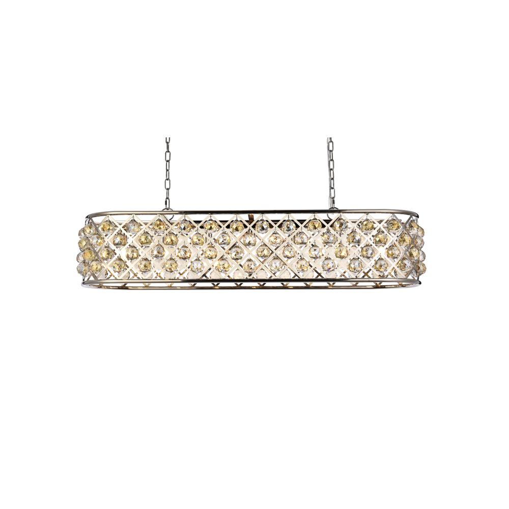 Madison 7 light polished Nickel Chandelier Golden Teak (Smoky) Royal Cut Crystal. Picture 2