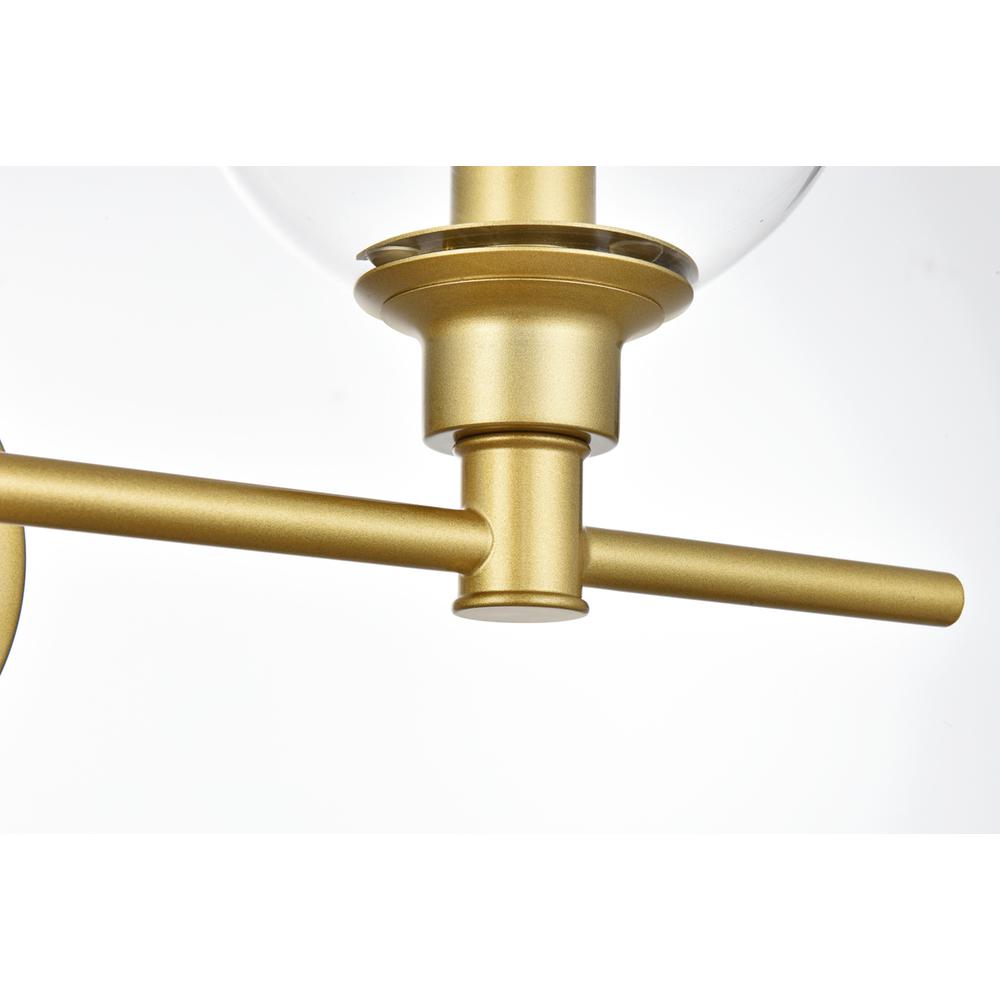 Jaelynn 3 light Brass and Clear Bath Sconce. Picture 4