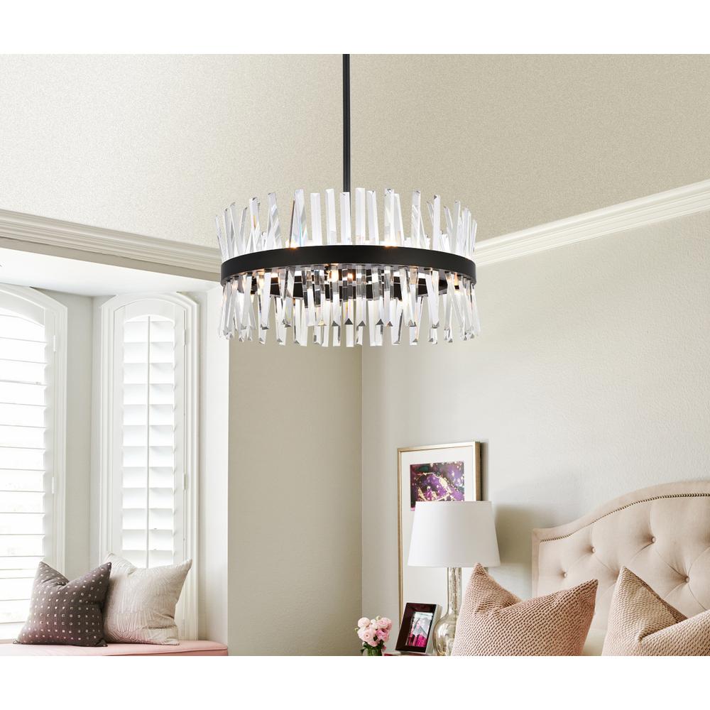 Serephina 25 inch crystal round pendant light in black. Picture 8