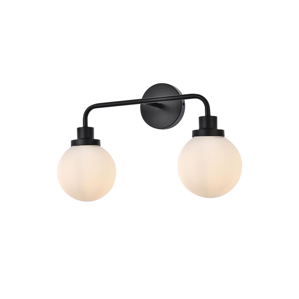 Hanson 2 lights bath sconce in black with frosted shade. Picture 2