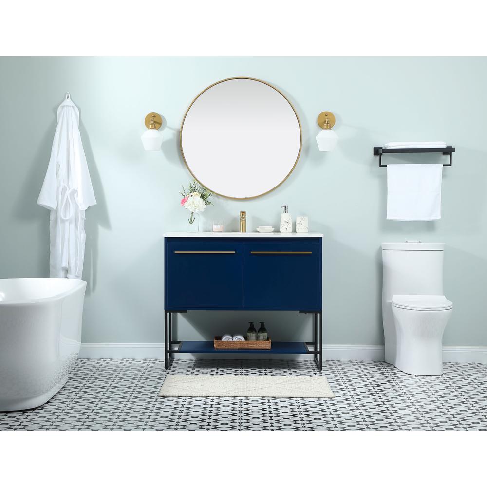 40 inch Single bathroom vanity in blue. Picture 4