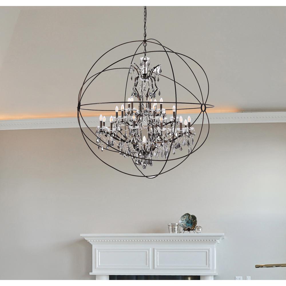 Geneva 25 light Dark Bronze Chandelier Silver Shade (Grey) Royal Cut crystal. Picture 7