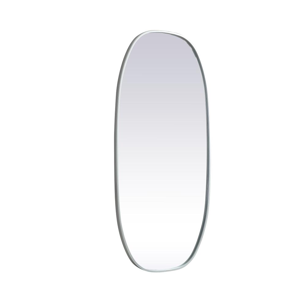 Metal Frame Oval Mirror 24x48 Inch in Silver. Picture 7
