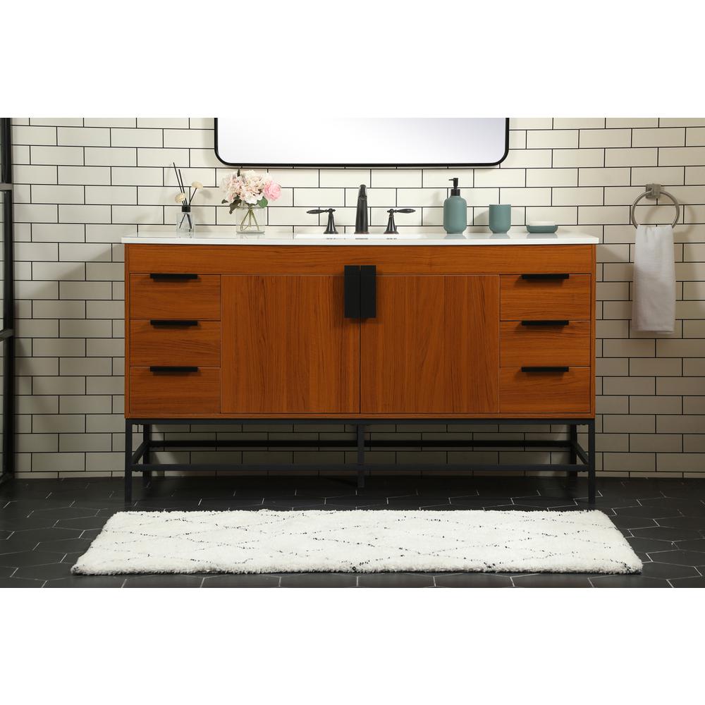 60 inch Single bathroom vanity in teak. Picture 14
