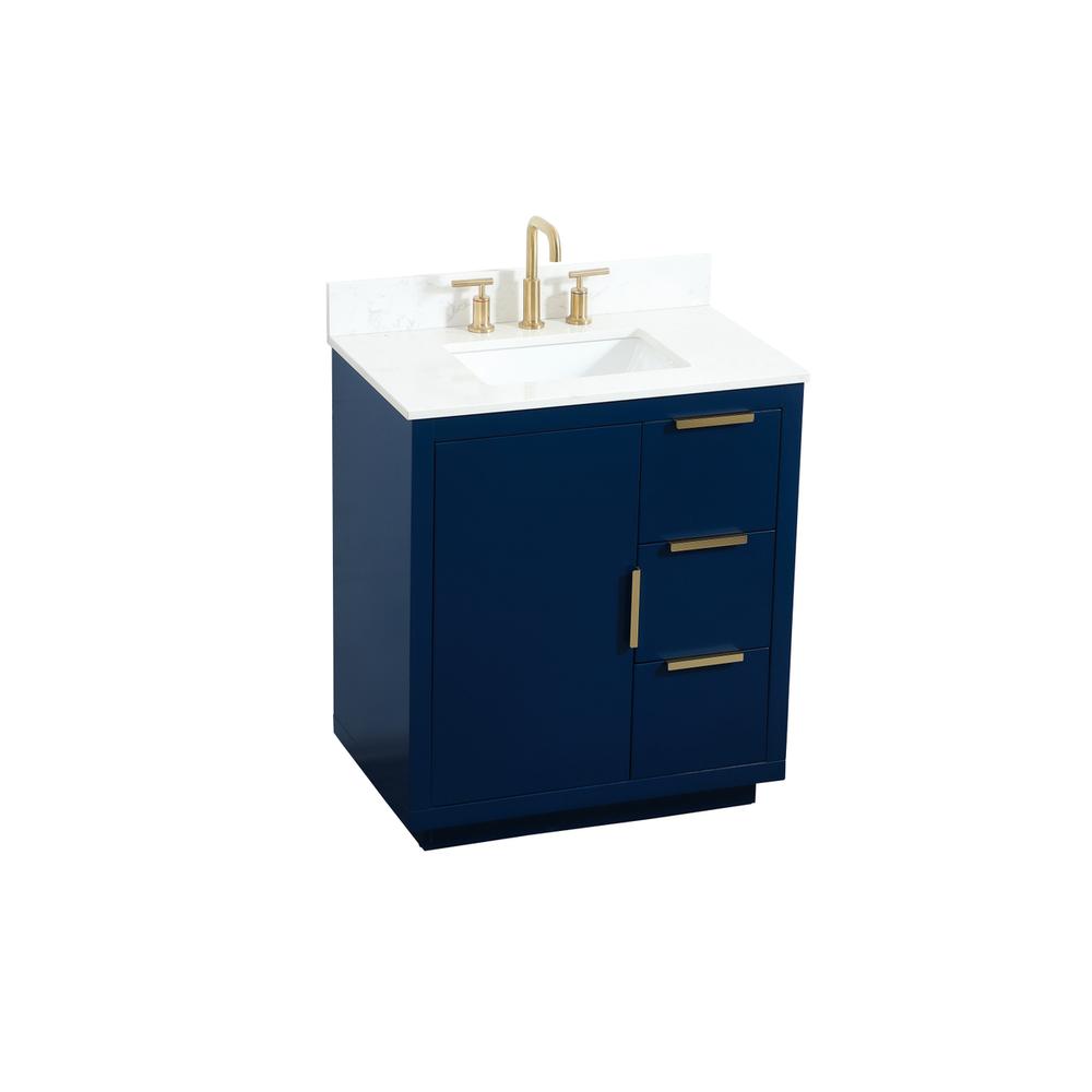30 inch Single bathroom vanity in blue with backsplash. Picture 8