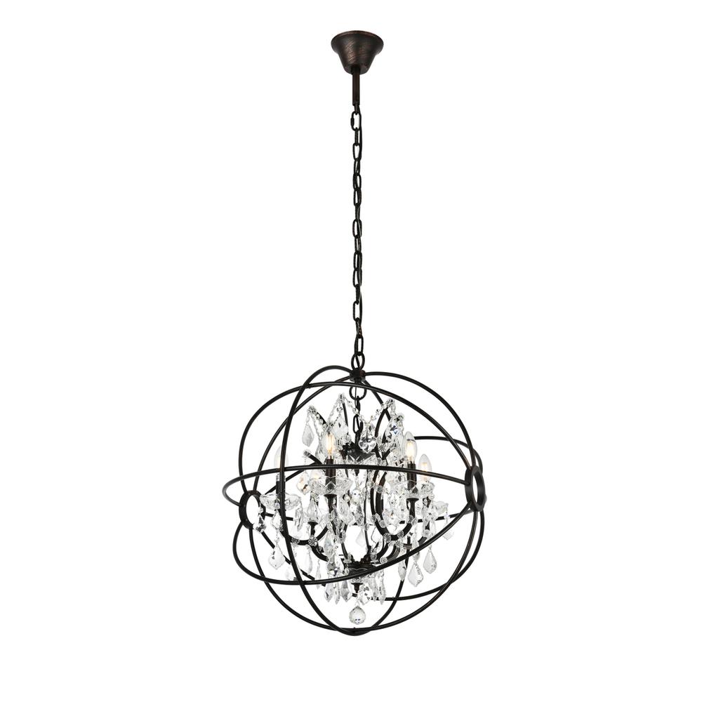 Geneva 6 light Dark Bronze Chandelier Clear Royal Cut crystal. Picture 1