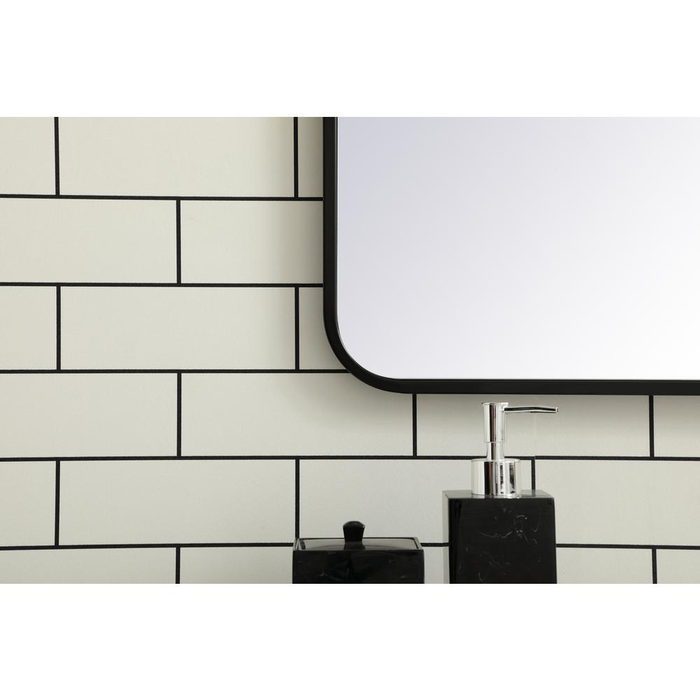 Soft corner metal rectangular mirror 30x36 inch in Black. Picture 3