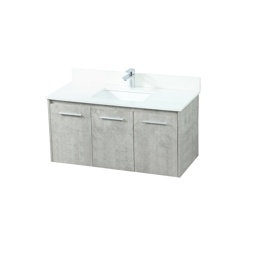 40 Inch Single Bathroom Vanity In Concrete Grey With Backsplash. Picture 9